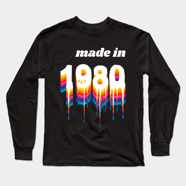 Made in 1980 Year Liquid Retro Vintage Long Sleeve T-Shirt by Liquids